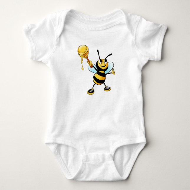 Funny Bee With Honey Spoon Wearing Sneakers  (Front)