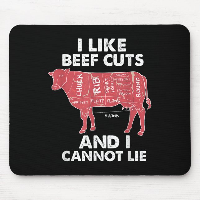 Funny Beef Cuts Chart I Bbq Butcher  Mouse Pad (Front)