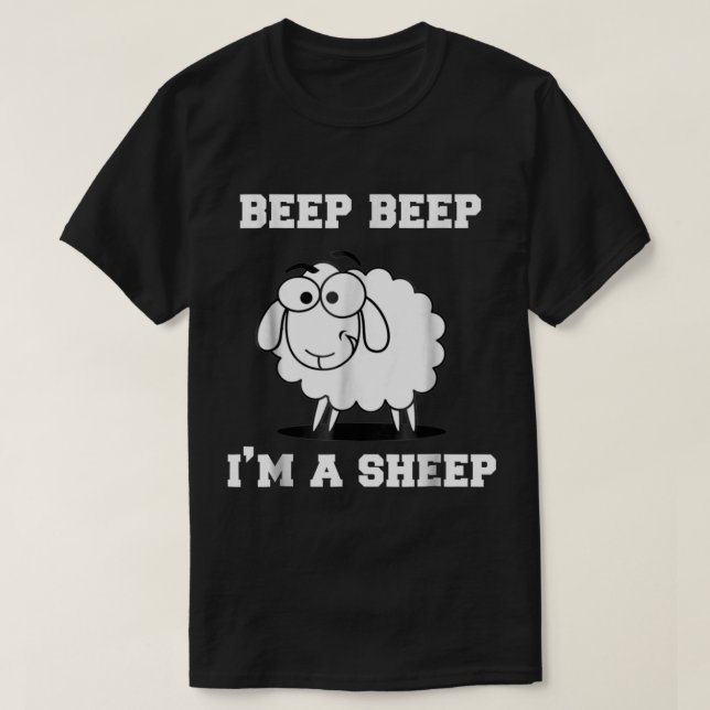 Funny Beep Beep Sheep Cartoon Design T-Shirt (Design Front)