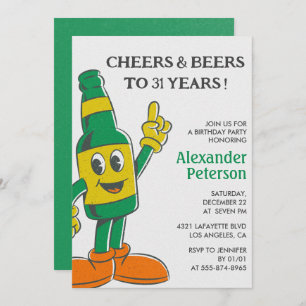 Funny Beer 31st birthday invitations Vintage Men