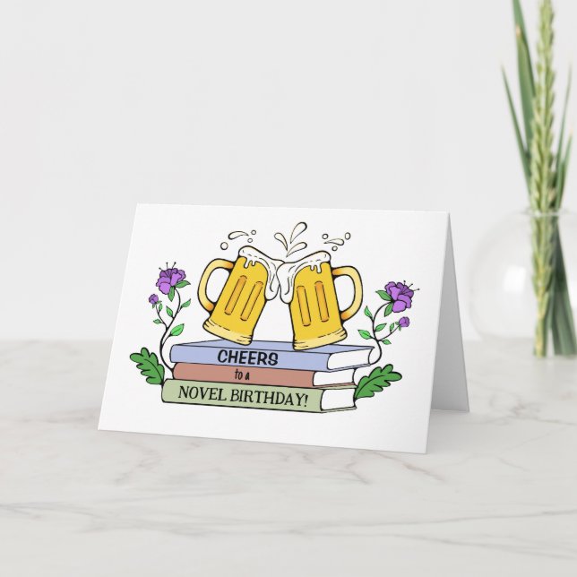 Funny Beer and Book Lover Birthday Card (Front)