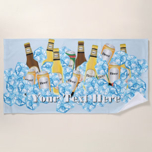 Funny Beer and Ice for Beer Lovers Beach Towel