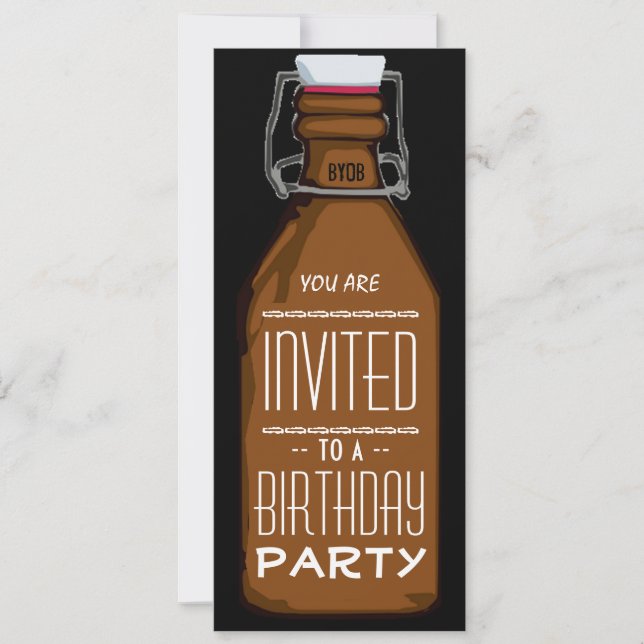 Funny Beer Bottle Birthday Party Invitation (Front)
