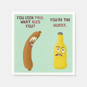 Funny Beer Bratwurst Pun Wurst Pale Ale Napkin