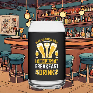 Funny beer breakfast word art can glass