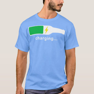 Funny Beer Charging Drink on Dark T-Shirt