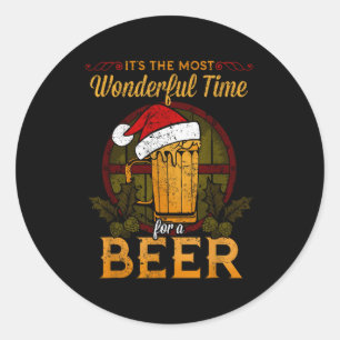 Funny Beer Christmas Shirt Holiday Most Wonderful  Classic Round Sticker