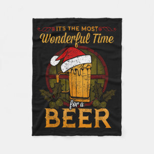 Funny Beer Christmas Shirt Holiday Most Wonderful  Fleece Blanket