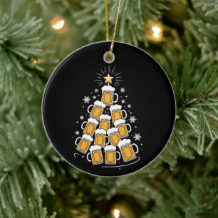 Funny Beer Christmas Tree Holiday Drinking Ceramic Tree Decoration