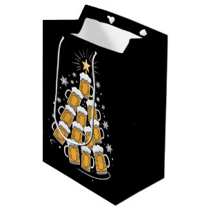 Funny Beer Christmas Tree Holiday Drinking Medium Gift Bag