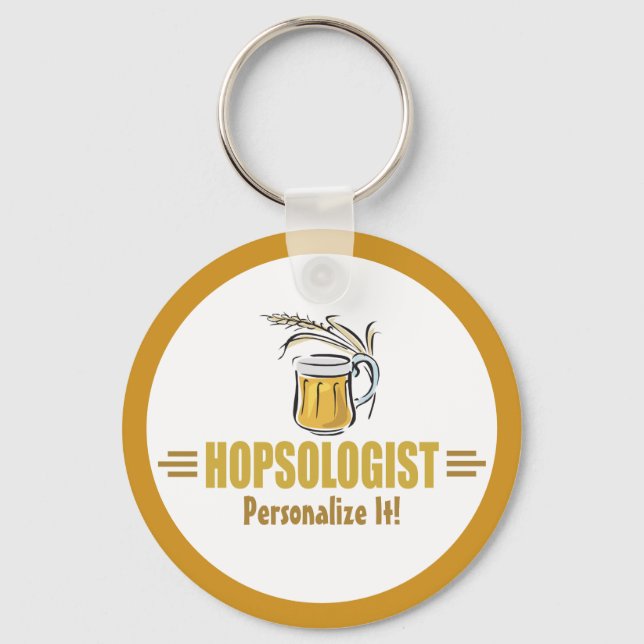 Funny Beer Drinker Brewing Bar Hopsologist Key Ring (Front)