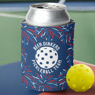 Funny Beer Drinker Patriotic Pickleball Party Team Can Cooler