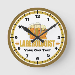 Funny Beer Drinking Brewing Round Clock