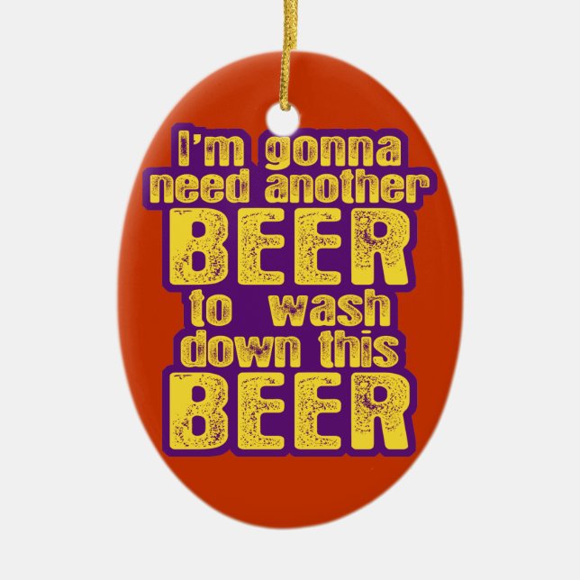 Funny Beer Drinking Ceramic Tree Decoration (Front)