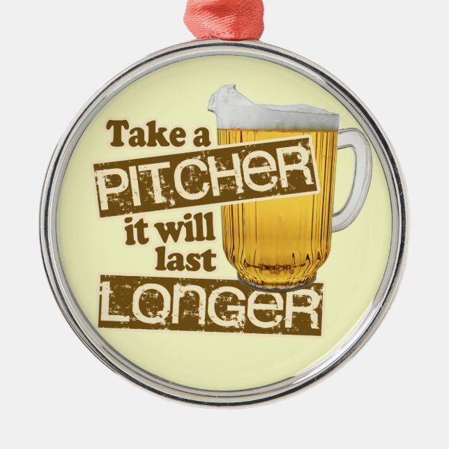 Funny Beer Drinking Humour Metal Tree Decoration (Front)