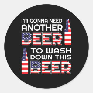 Funny Beer Drinking Usa Flag 4th Of July Classic Round Sticker