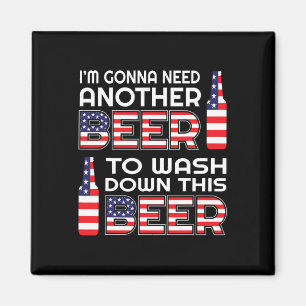 Funny Beer Drinking Usa Flag 4th Of July Magnet