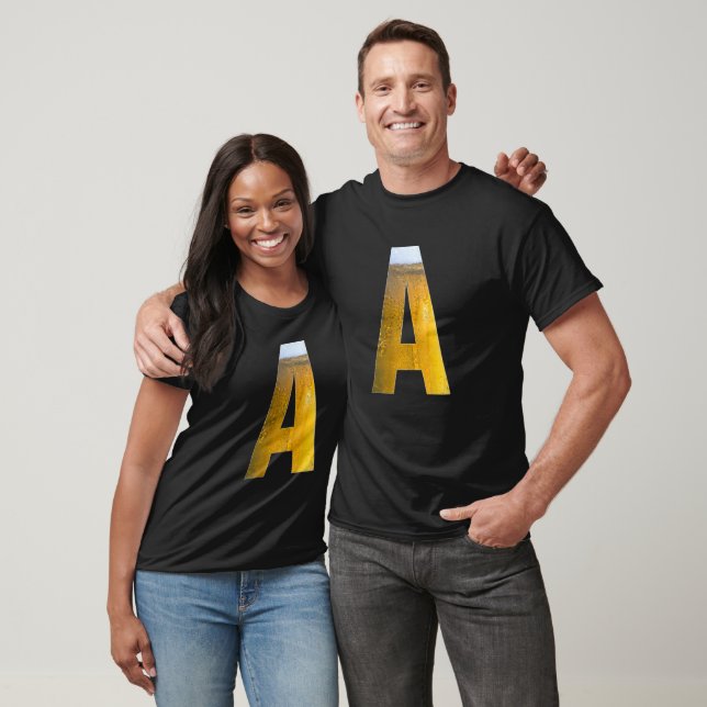 Funny Beer Foam Head Monogram Initial Letter A T-Shirt (Unisex)
