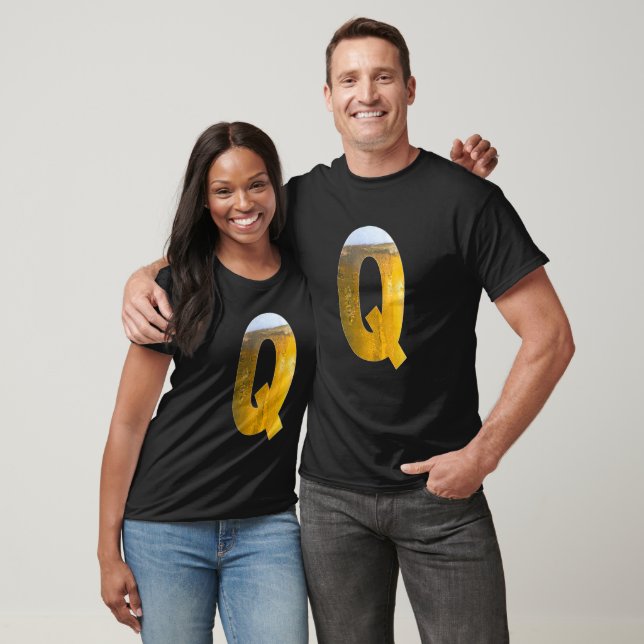 Funny Beer Foam Head Monogram Initial Letter Q T-Shirt (Unisex)