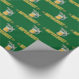 Funny Beer Hops Brew Drink Humourous Green Wrapping Paper