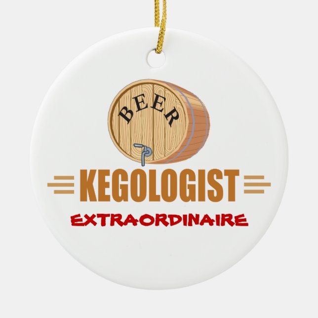 Funny Beer Keg Ceramic Tree Decoration (Front)