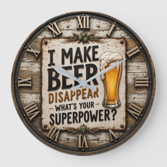 Funny Beer  Large Clock (Front)
