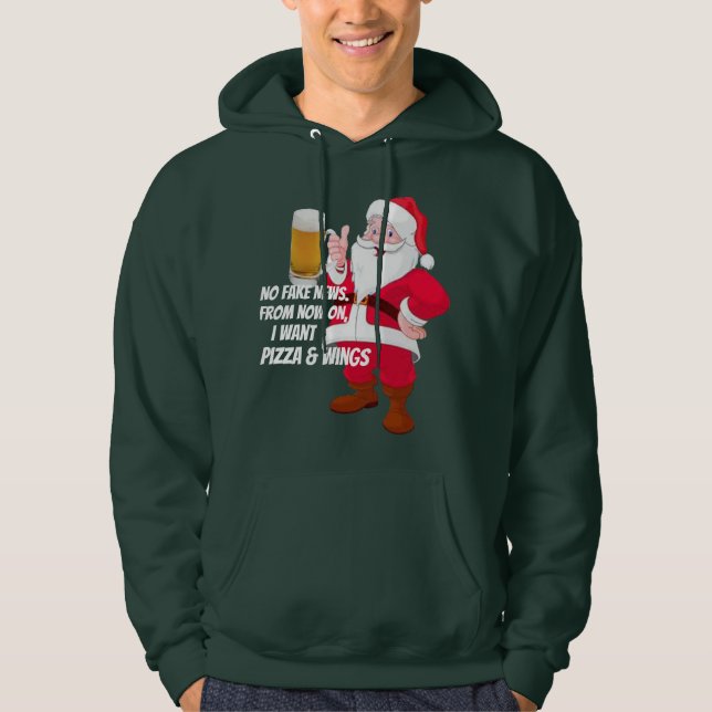 Funny Beer Lover Santa Fake News Christmas Hoodie (Front)
