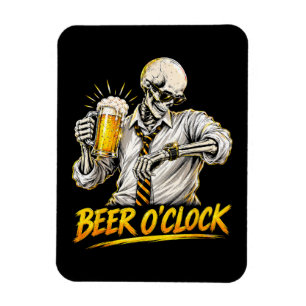 Funny Beer O Clock Skeleton Drinking Beer Lover Magnet