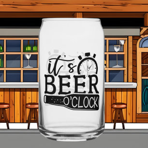 Funny beer o'clock word art  can glass