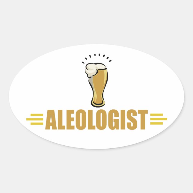 Funny Beer Oval Sticker (Front)