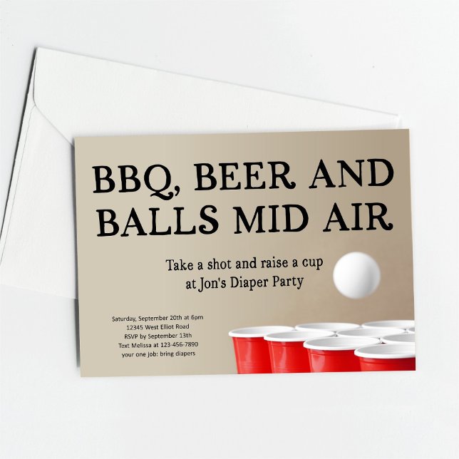 Funny Beer Pong BBQ Diaper Party Invitation (Creator Uploaded)