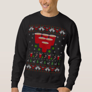 Funny Beer Pong Game Ugly Christmas Sweater Gift f