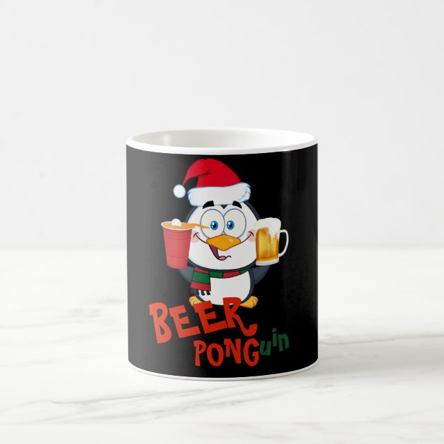 FUNNY BEER PONG Penguin Christmas Coffee Mug (Center)