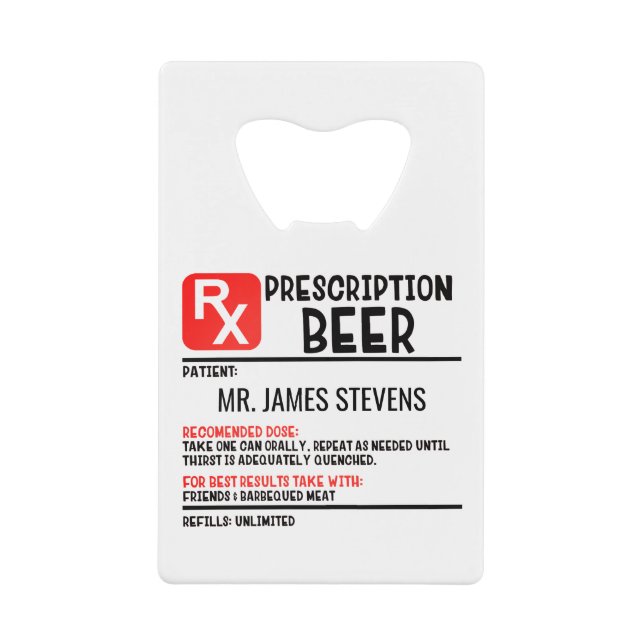 Funny Beer Prescription Script Personalised Name (Front)