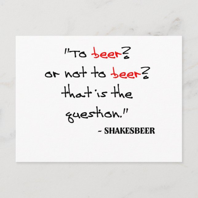 Funny Beer Quote Postcard (Front)