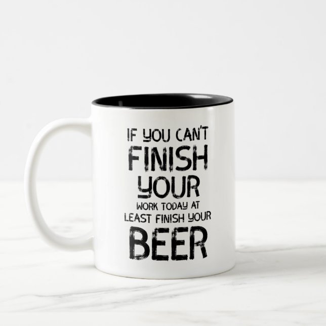 Funny Beer Quotes Two-Tone Coffee Mug (Left)