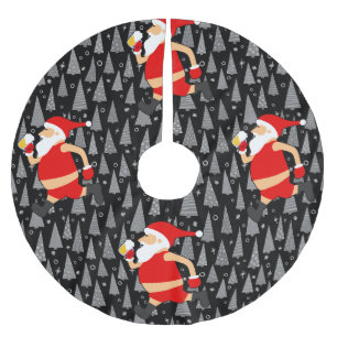 funny beer santa claus brushed polyester tree skirt