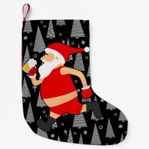 funny beer santa claus small christmas stocking