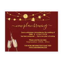 Funny Beer Wedding Postponement Announcement Postc