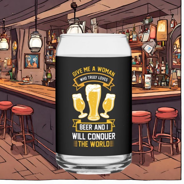 Funny beer woman word art can glass (Creator Uploaded)