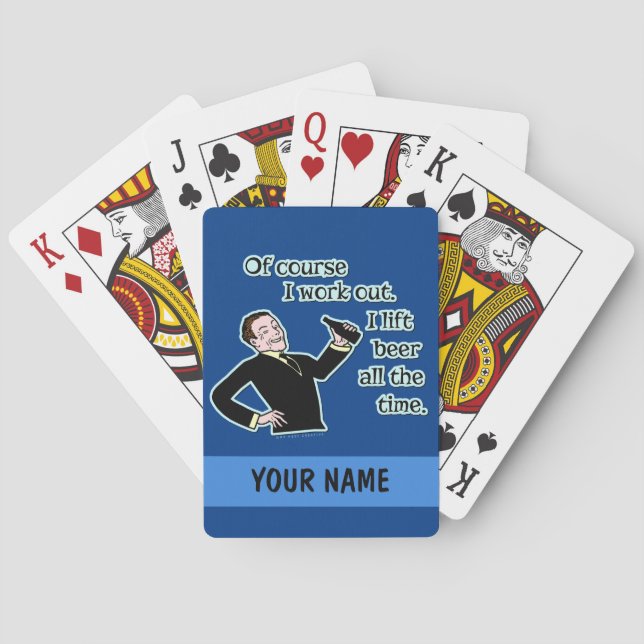 Funny Beer Work Out Humour Custom Retro Playing Cards (Back)