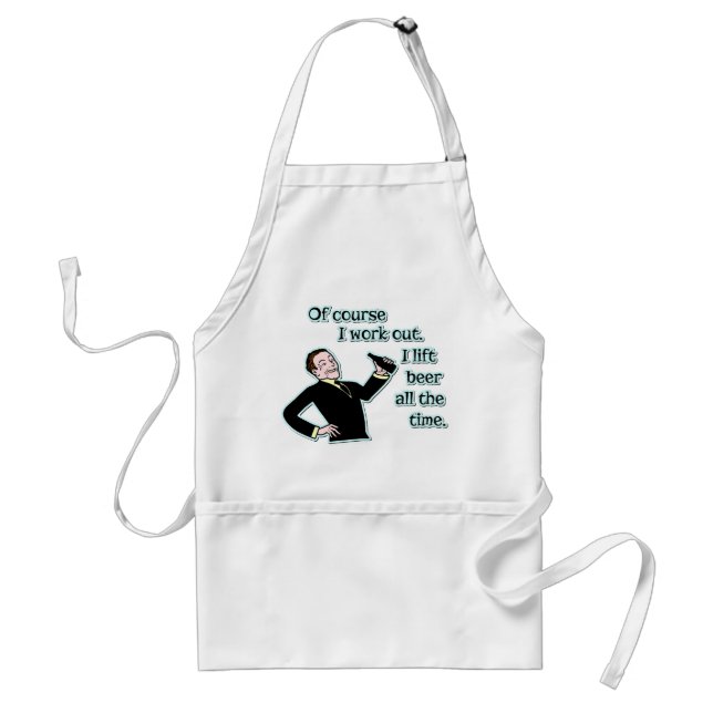 Funny Beer Work Out Humour Retro Standard Apron (Front)