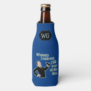 Funny Beer Work Out Humour with Monogram Bottle Cooler