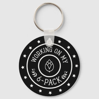 Funny Beer Working on My Six Pack Keychain