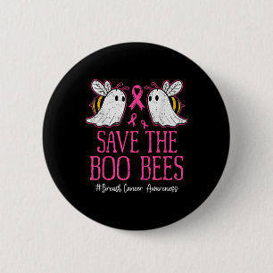 Funny Bees Ghost Boo Breast Cancer Awareness Pink 6 Cm Round Badge