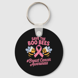 Funny Bees Ghost Boo Breast Cancer Awareness Pink Key Ring