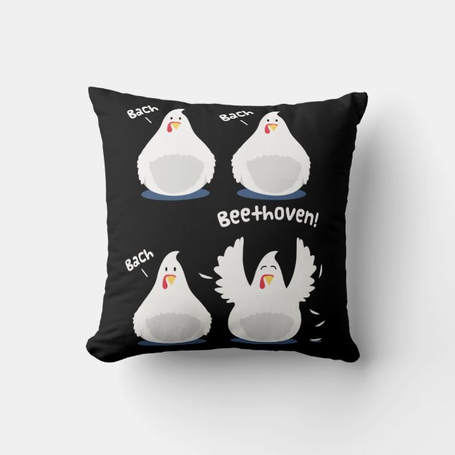Funny Beethoven Chicken Music Pillow (Front)