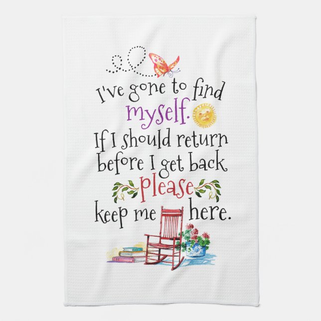Funny Befuddled Senior Butterfly Kitchen Towel (Vertical)
