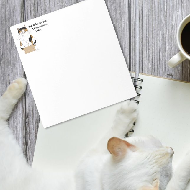 Funny Beige Calico Cat Box Humor Caught Notepad (Creator Uploaded)