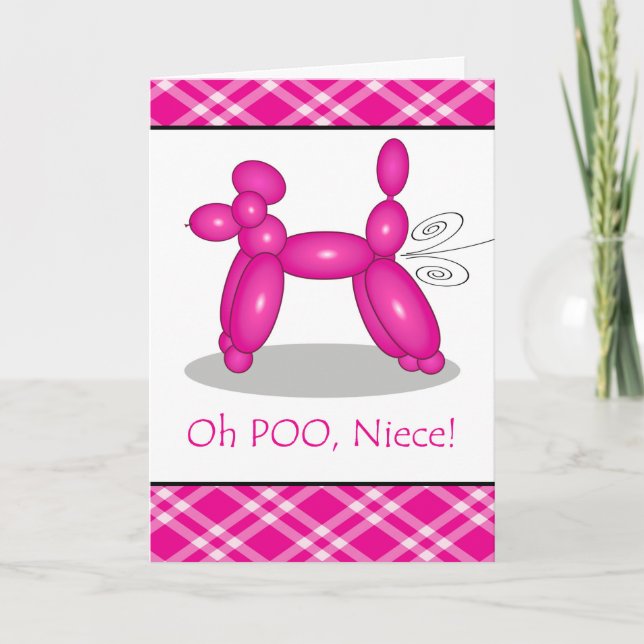 Funny Belated Birthday for Niece, Poodle Fart Card (Front)